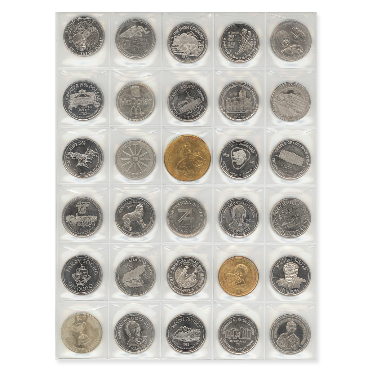 Selection of 30 Different Municipal Canadian Trade Dollars