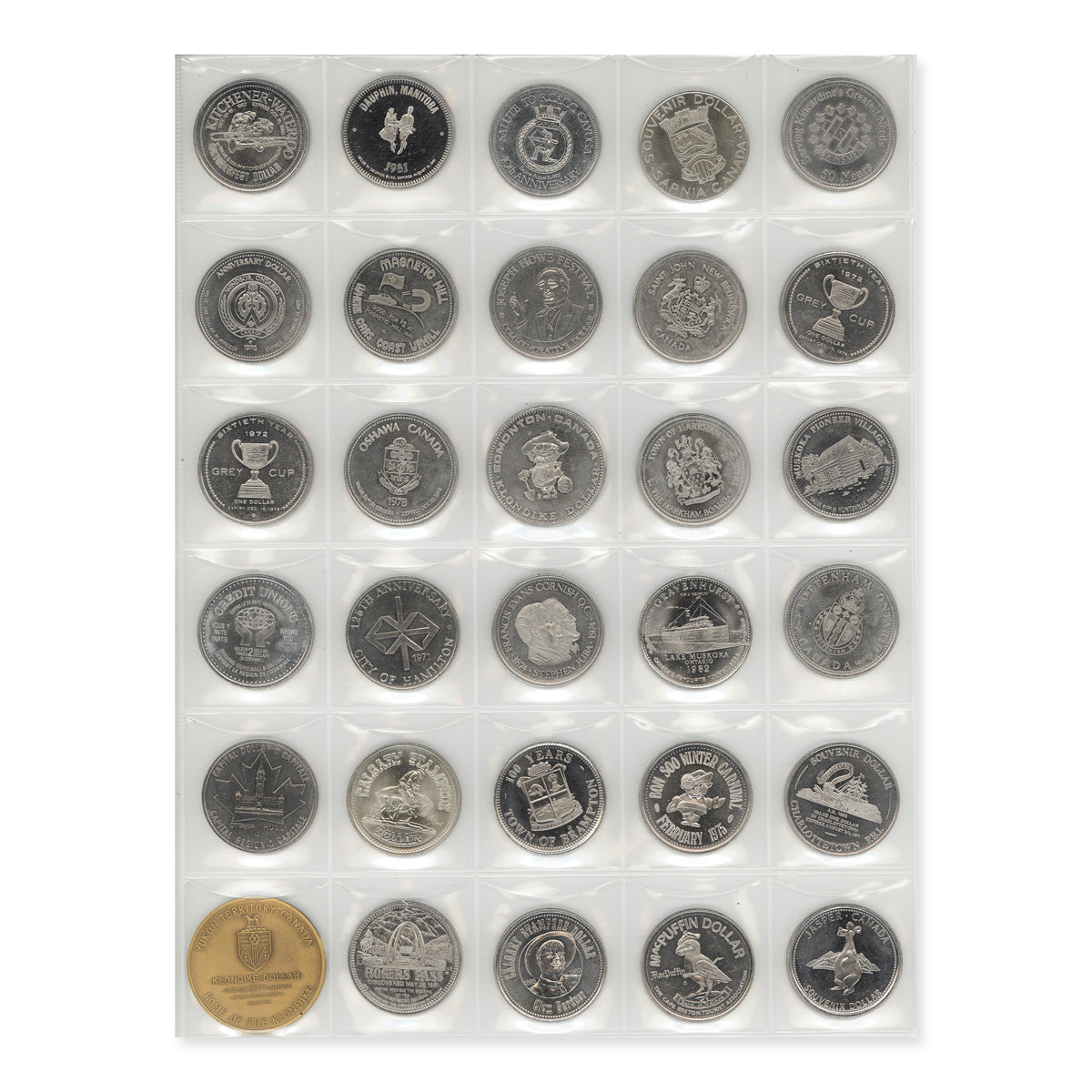 Selection of 30 Different Municipal Canadian Trade Dollars