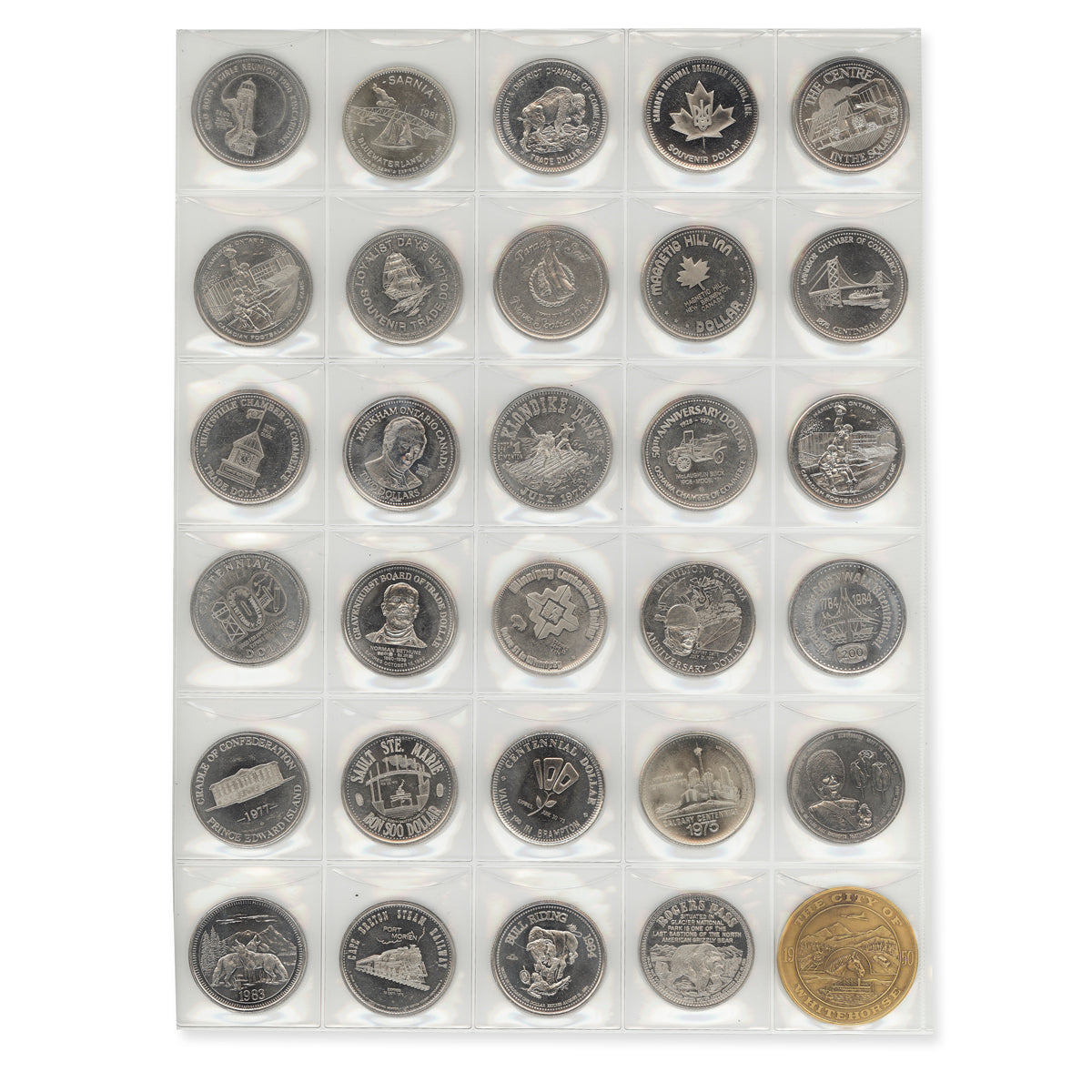 Selection of 30 Different Municipal Canadian Trade Dollars