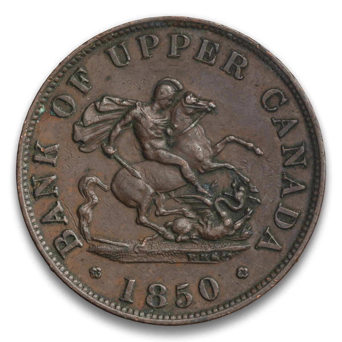Bank of Upper Canada Base 1/2 Penny Token 1850