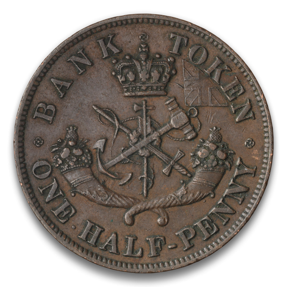 Bank of Upper Canada Base 1/2 Penny Token 1850