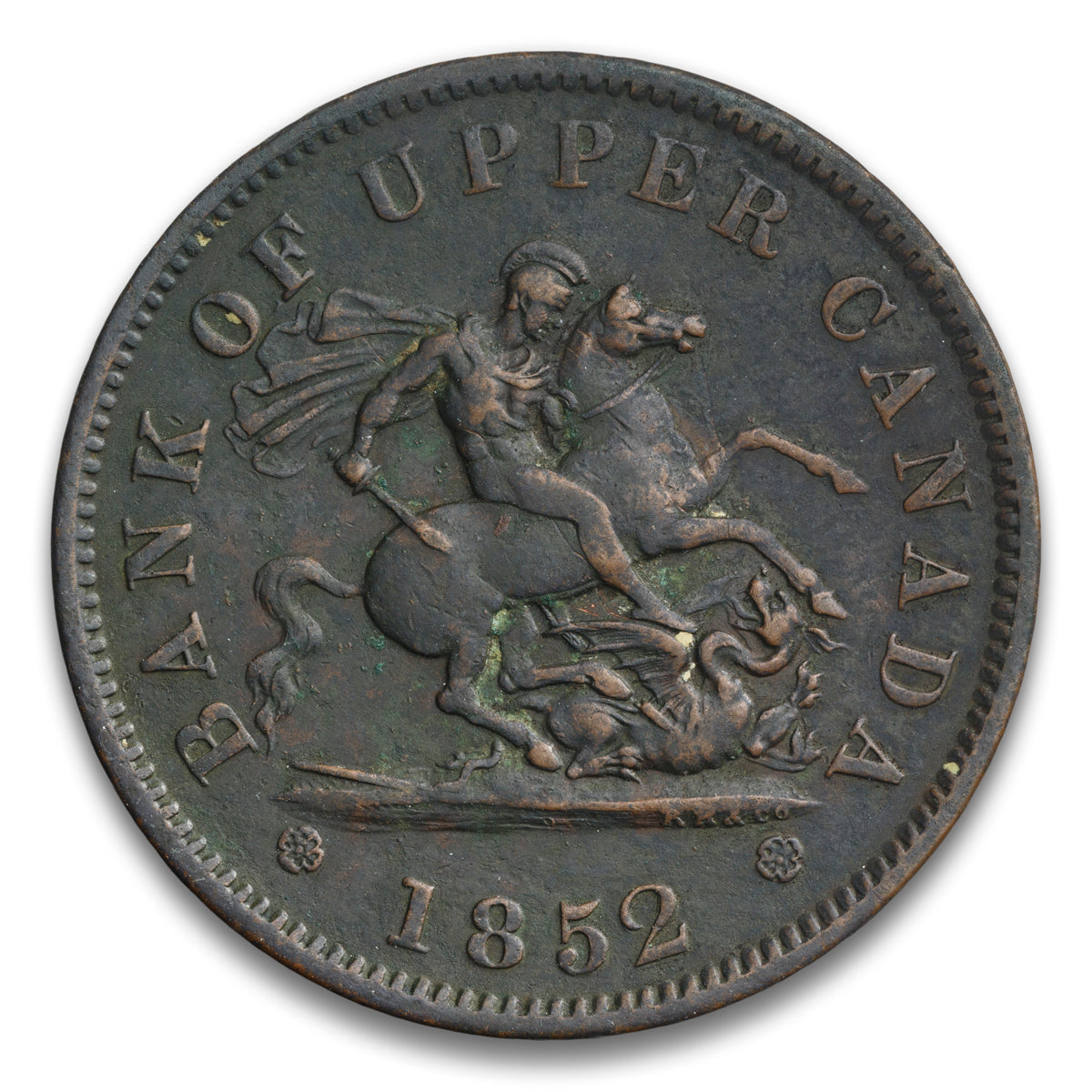 Bank of Upper Canada Large '2' Base 1 Penny Token 1852