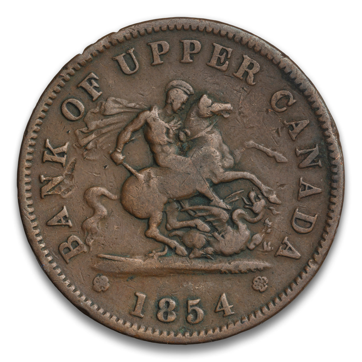Bank of Upper Canada Base 1 Penny Token 1854