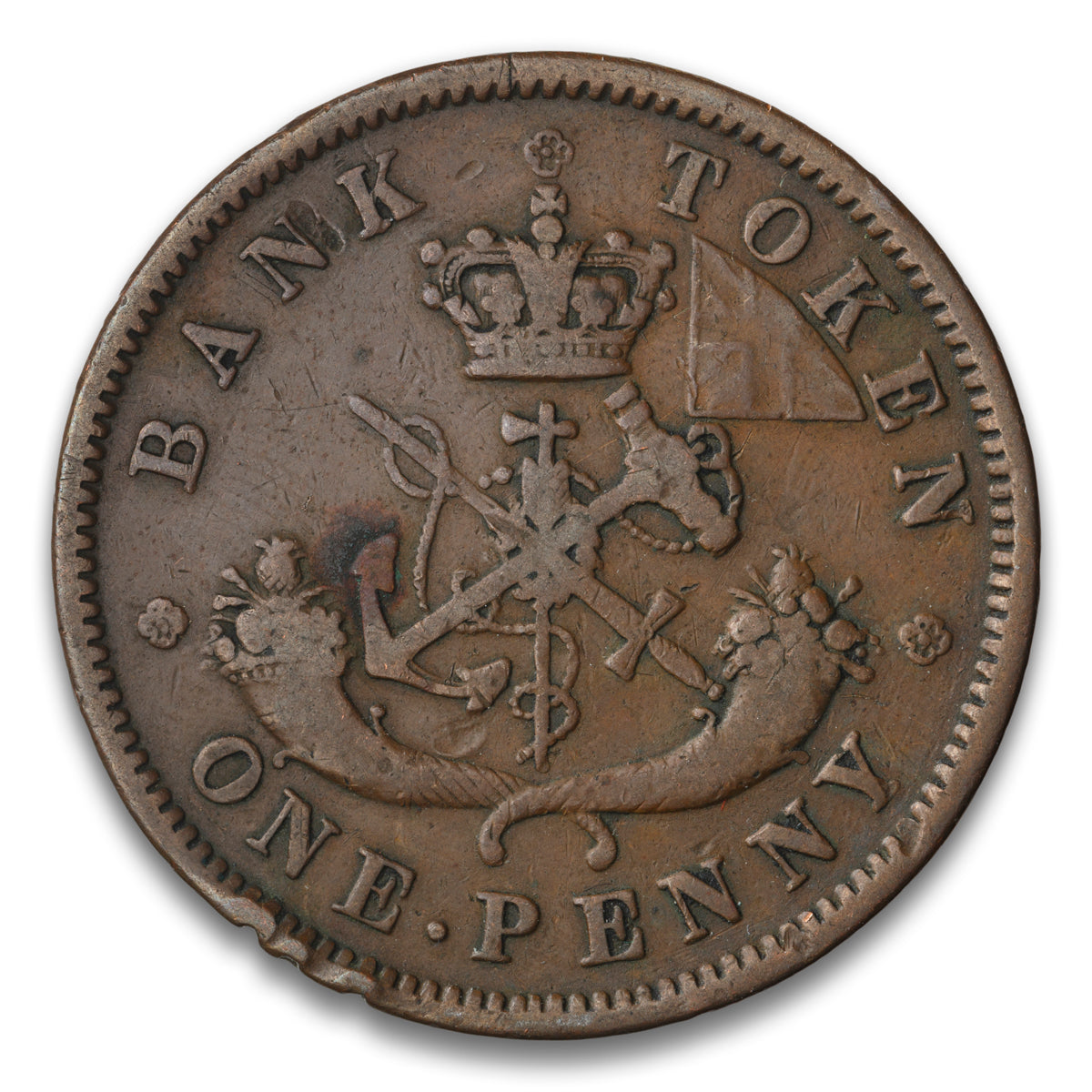 Bank of Upper Canada Base 1 Penny Token 1854