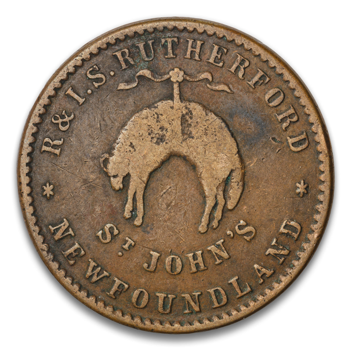 R & IS Rutherford Newfoundland St John's Base Token 1841