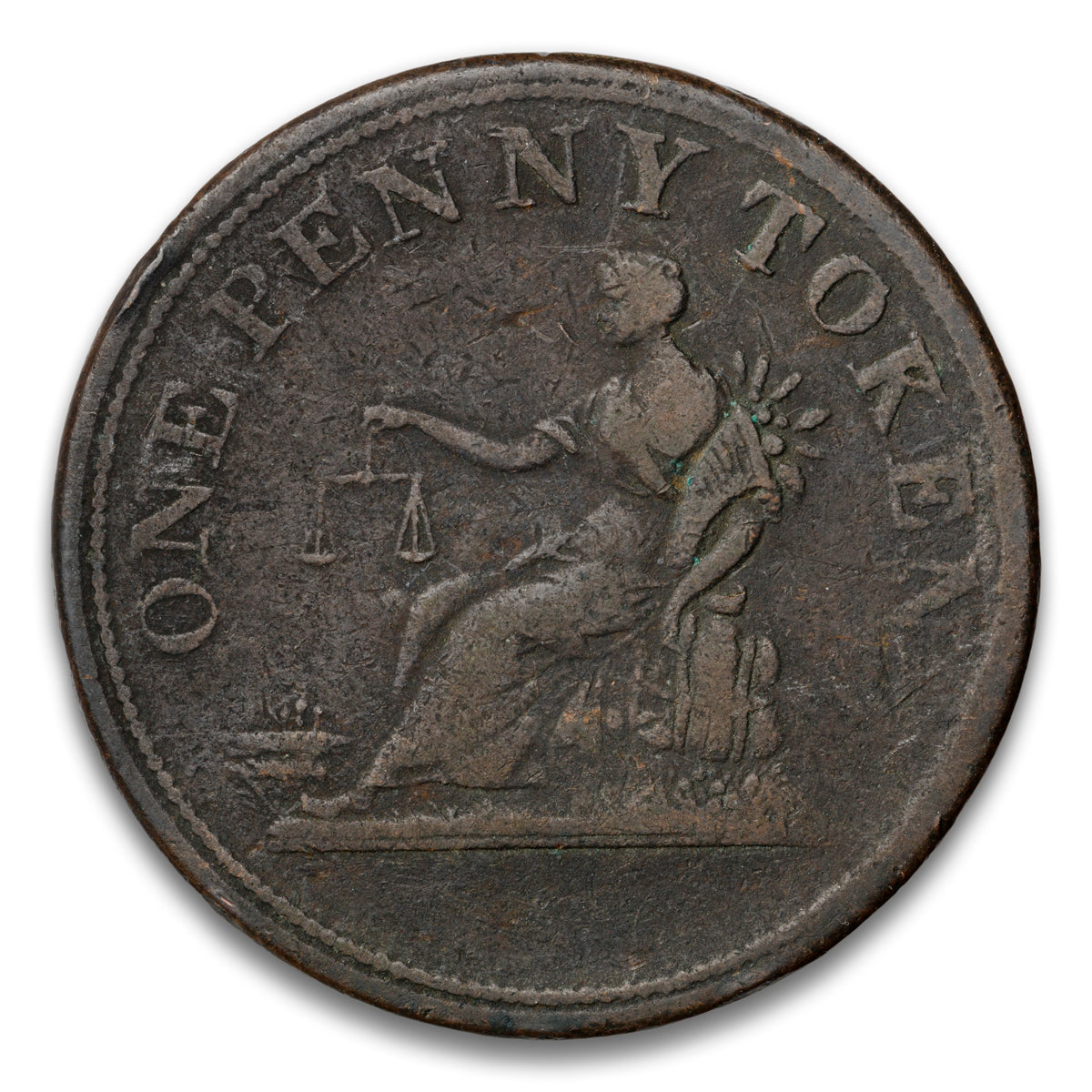 Thomas Halliday Small ship Base 1 Penny Token 1812