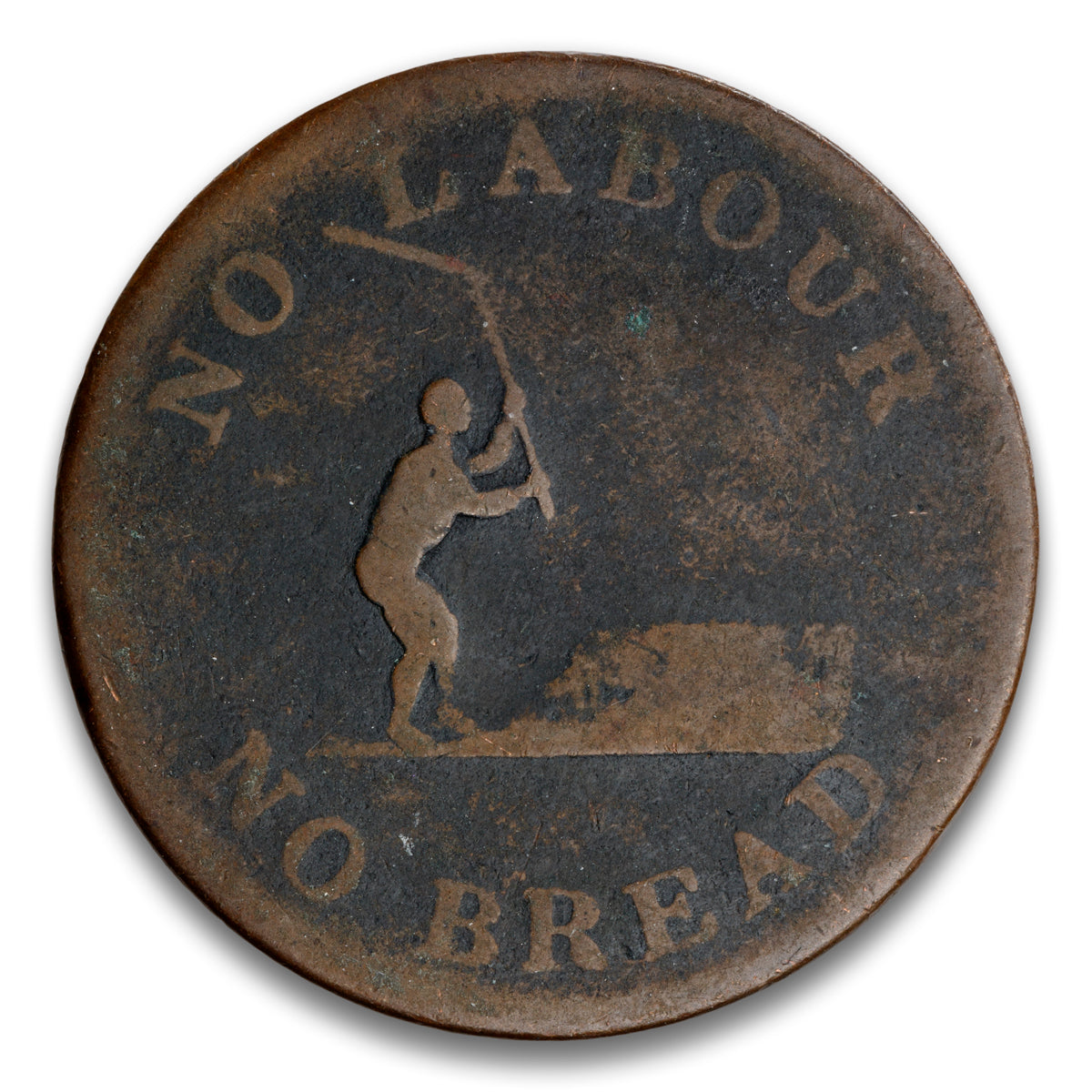 Speed the Plough No Labour No Bread Base Token 1840