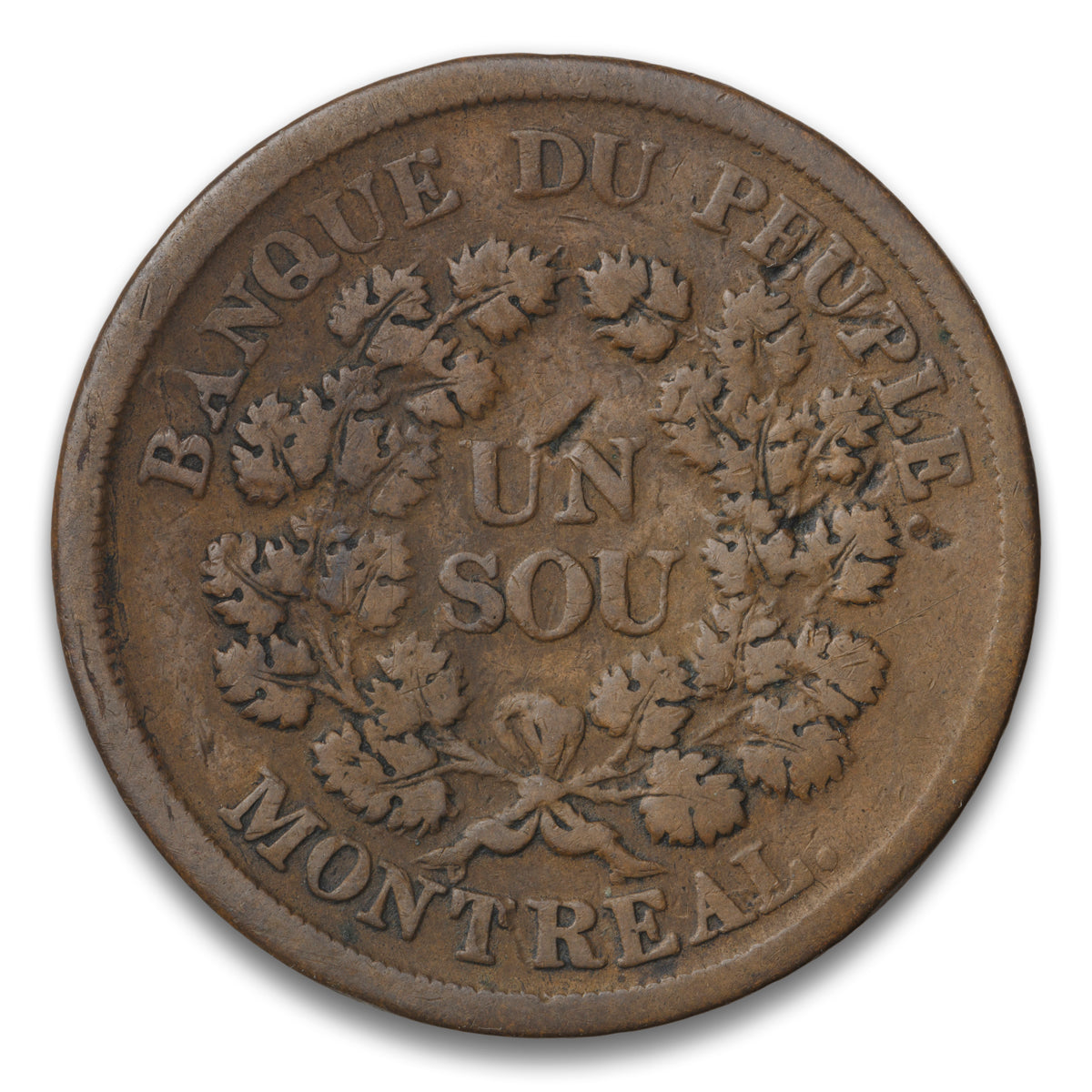 Banque du Peuple Montreal Base Un Sou Token 1838
