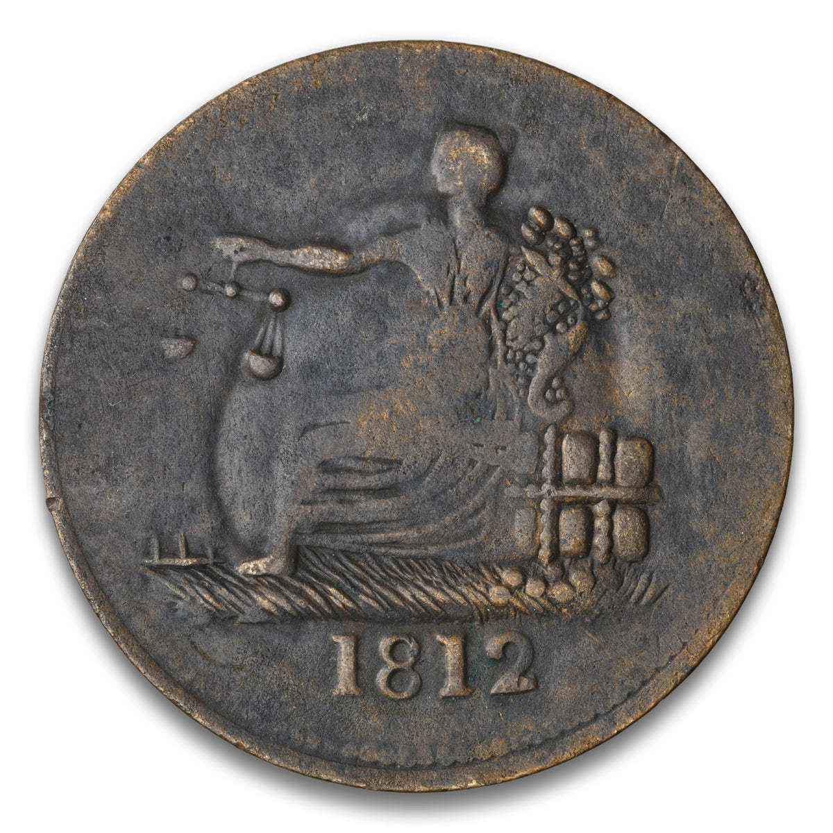 Tiffin Base 1/2 Penny Token 1812