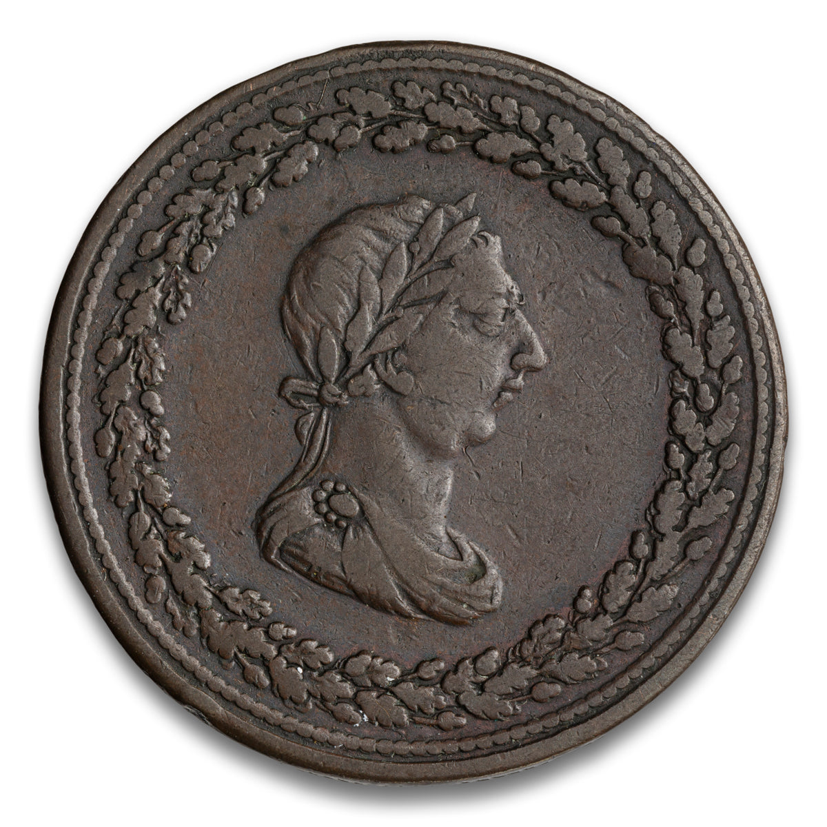 Thomas Halliday Two Top Leaves Base 1/2 Penny Token 1812