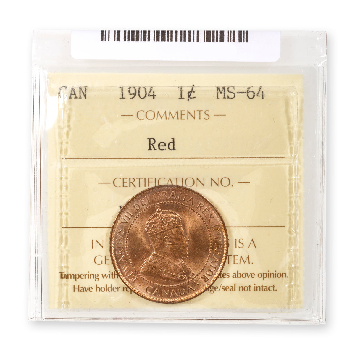1 Cent 1904 Red ICCS MS-64