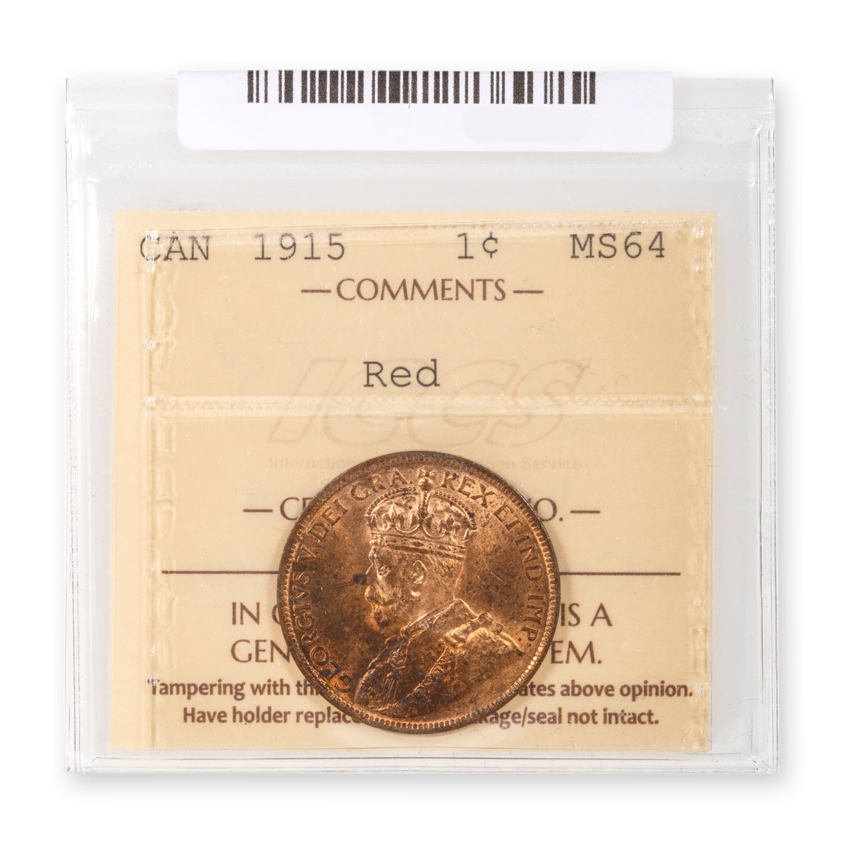 1 Cent 1915 Red ICCS MS-64