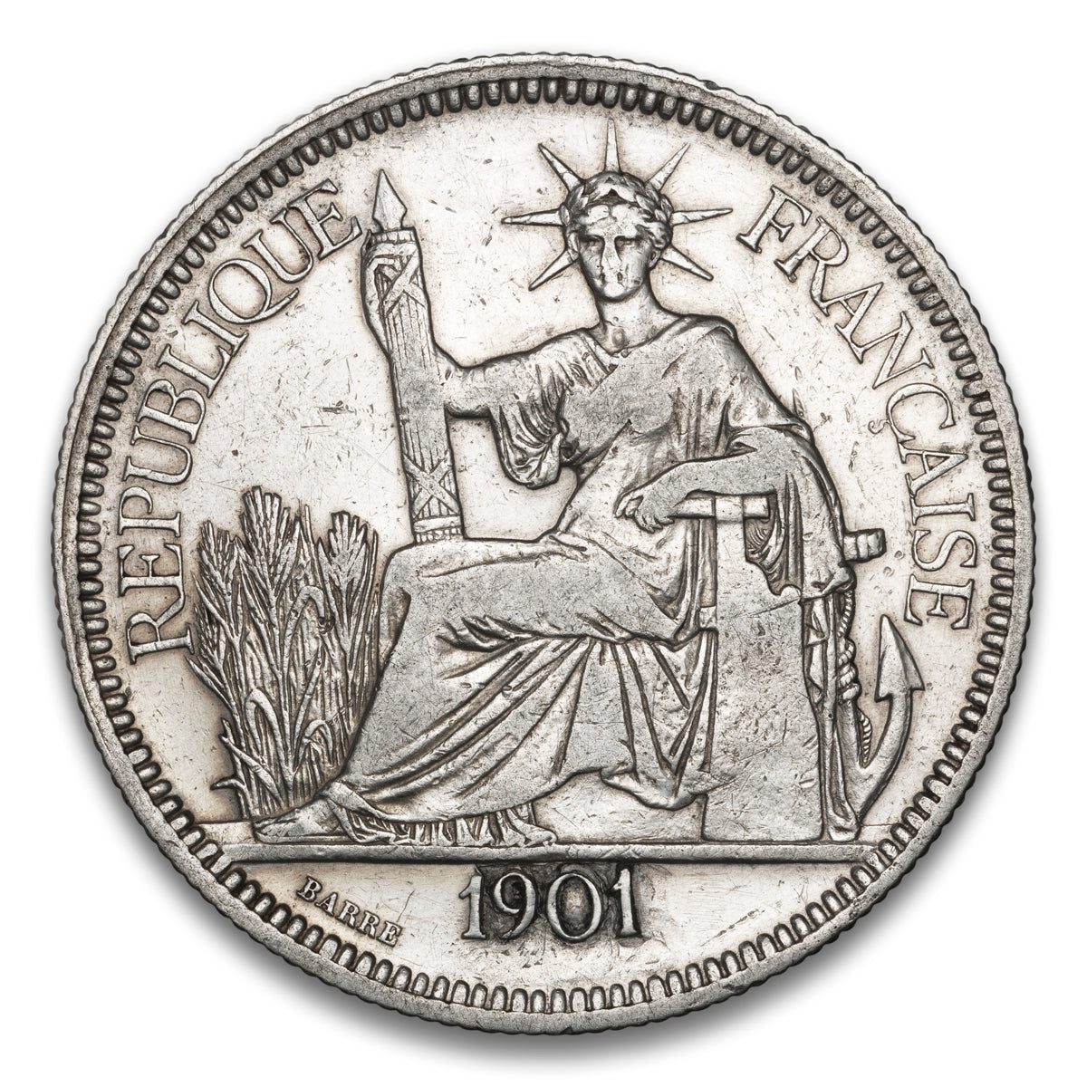 French Indo-China Silver 1 Piastre 1901 A