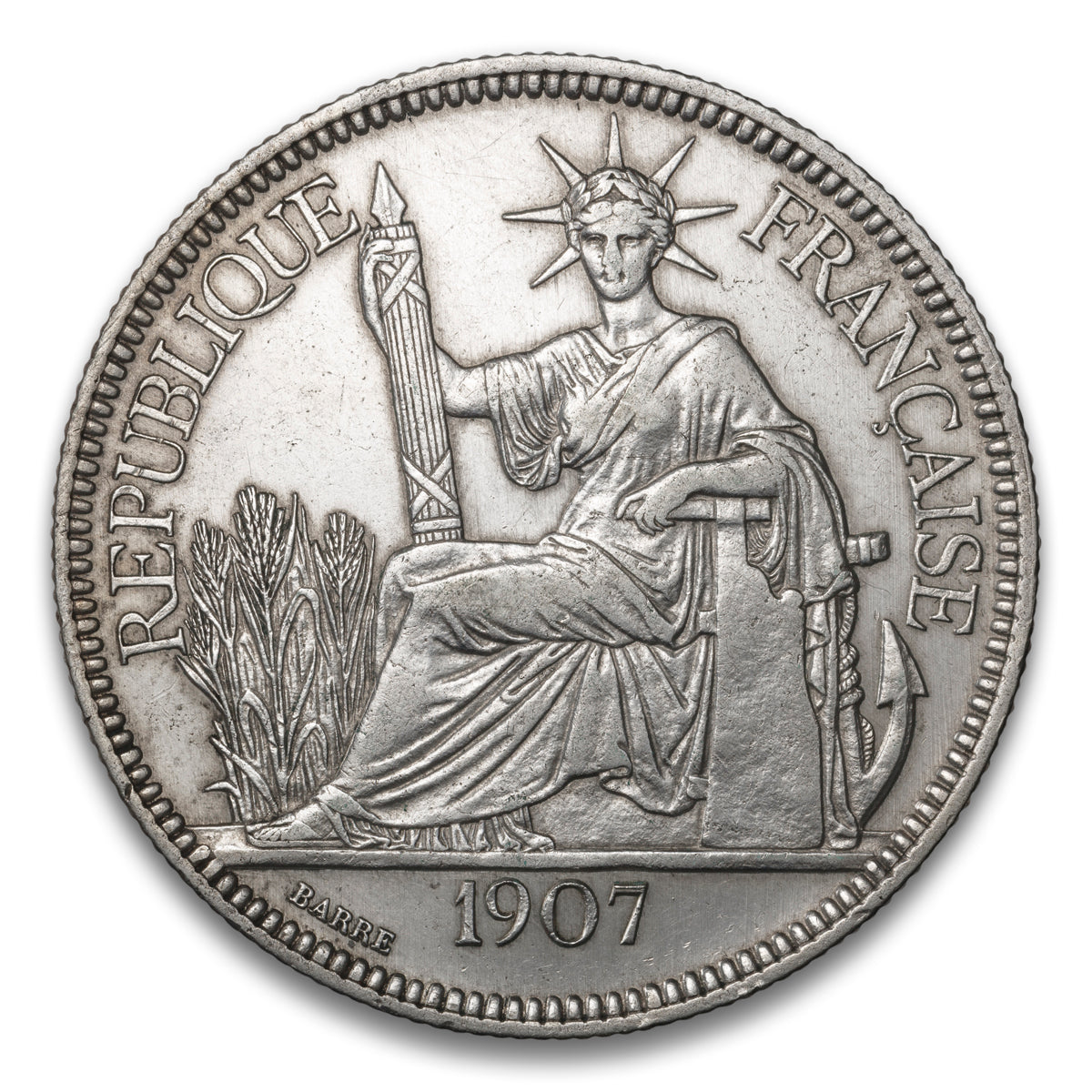 French Indo-China Silver 1 Piastre 1907 A