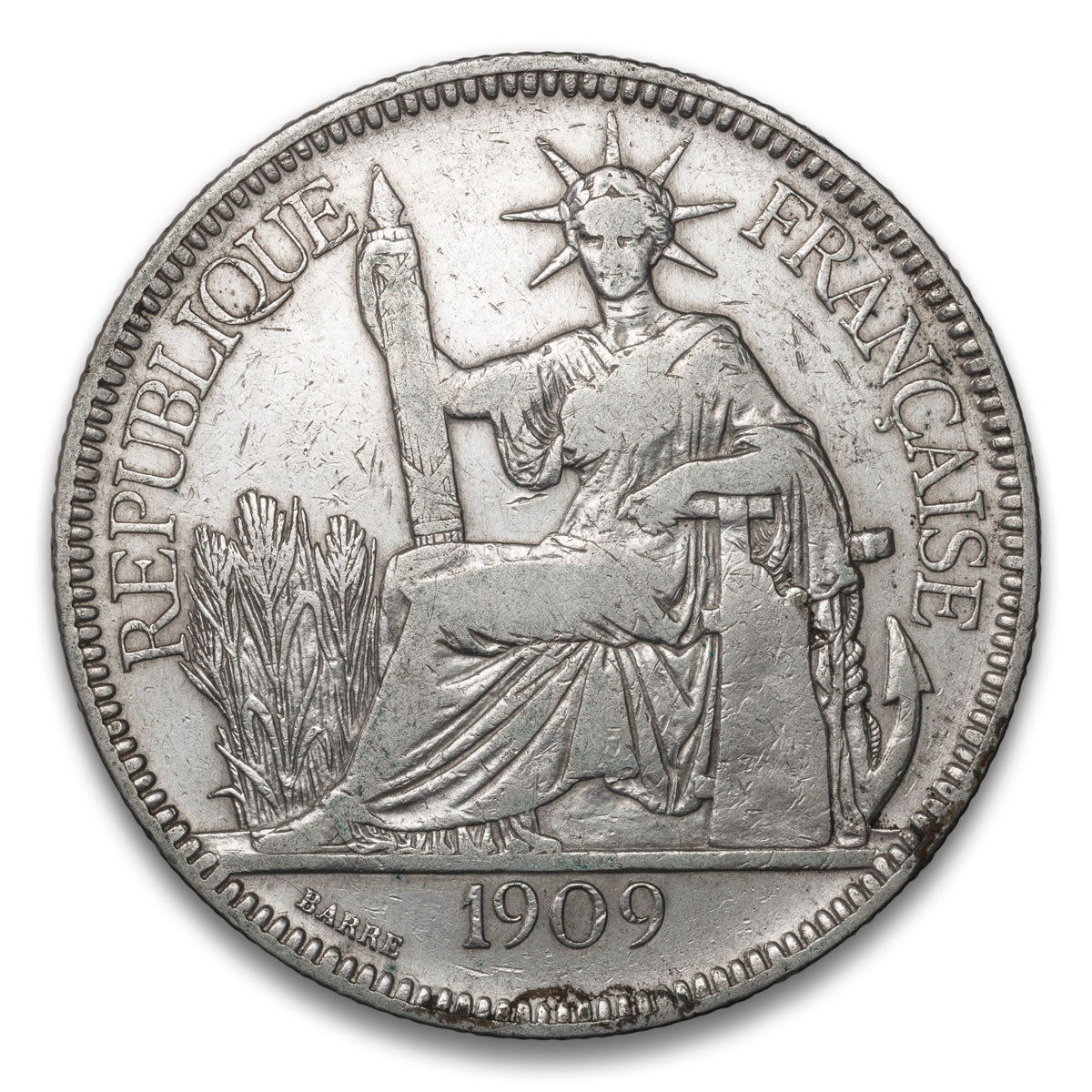 French Indo-China Silver 1 Piastre 1909 A