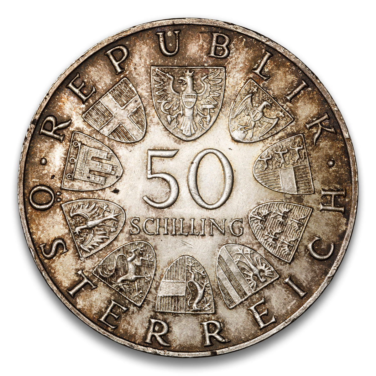 Austria Silver 50 Schilling 1965