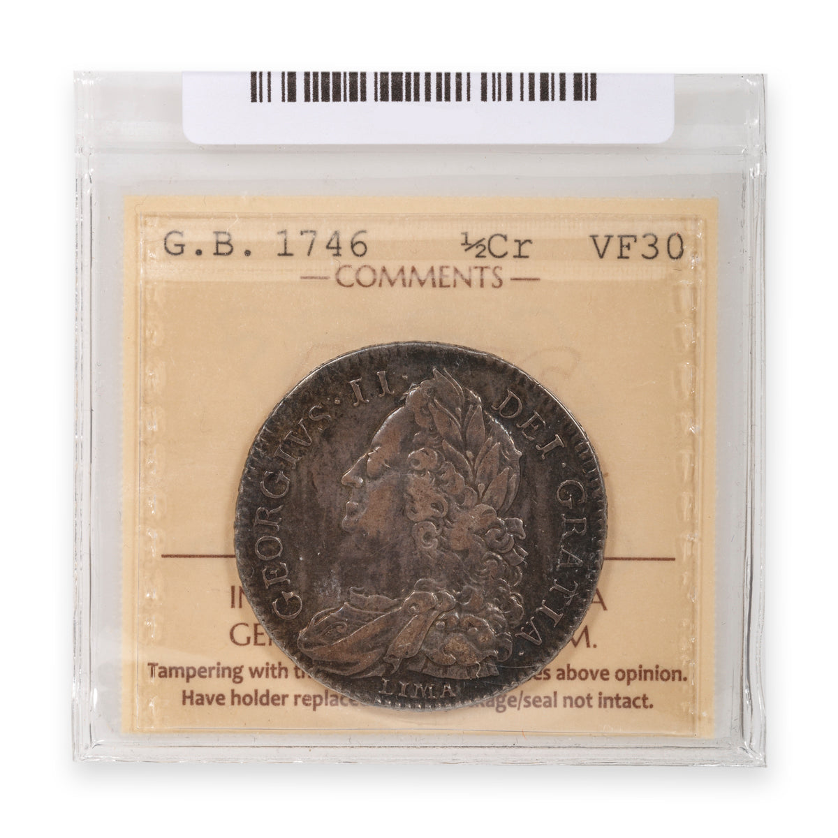 Great Britain Silver Half Crown 1746 lima