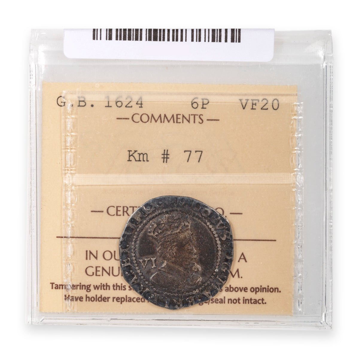 Great Britain Silver 6 Pence 1624