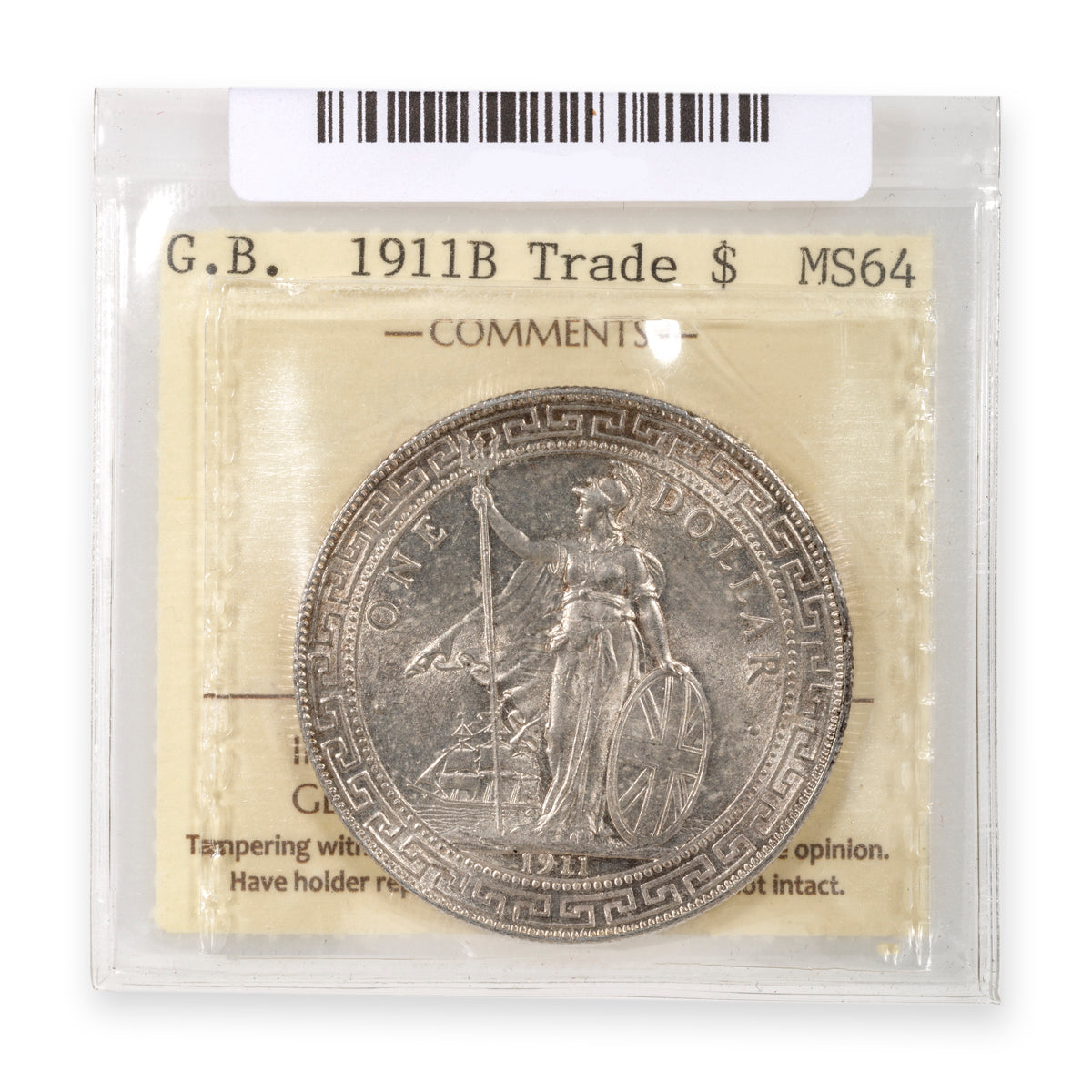 Great Britain Silver Trade $1.00 1911 B