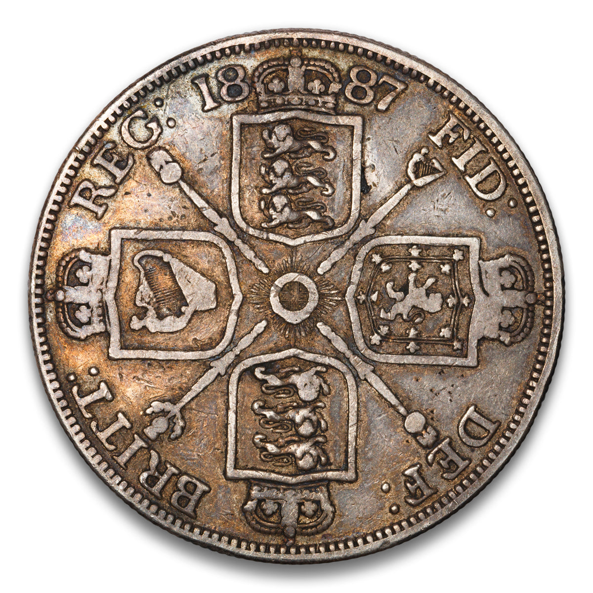 Great Britain Silver Double Florin 1887 Roman I