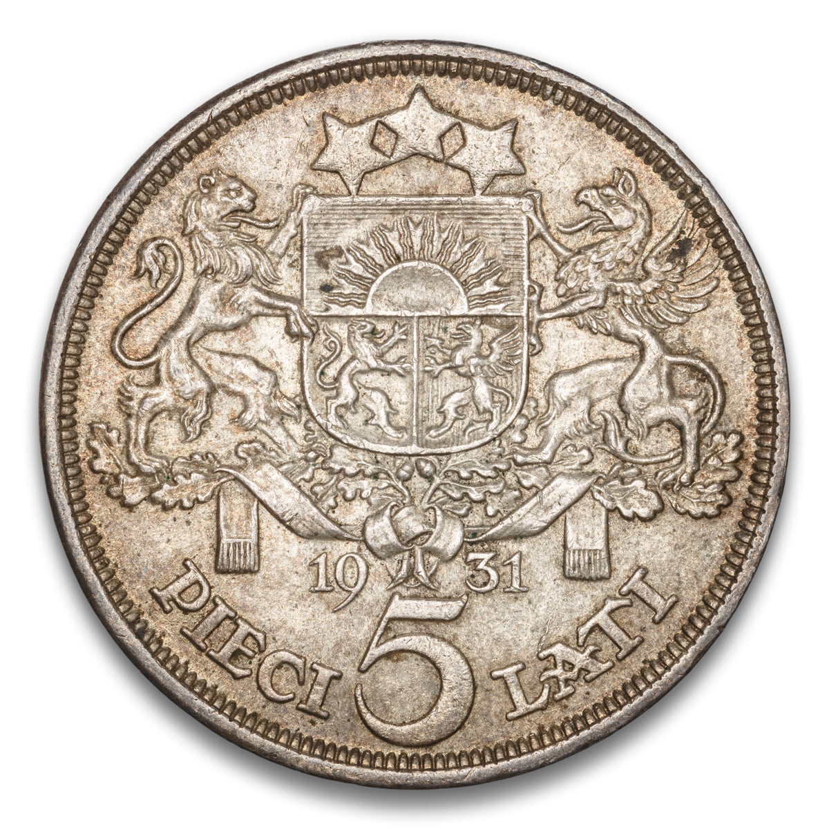 Latvia Silver 5 Lati 1931