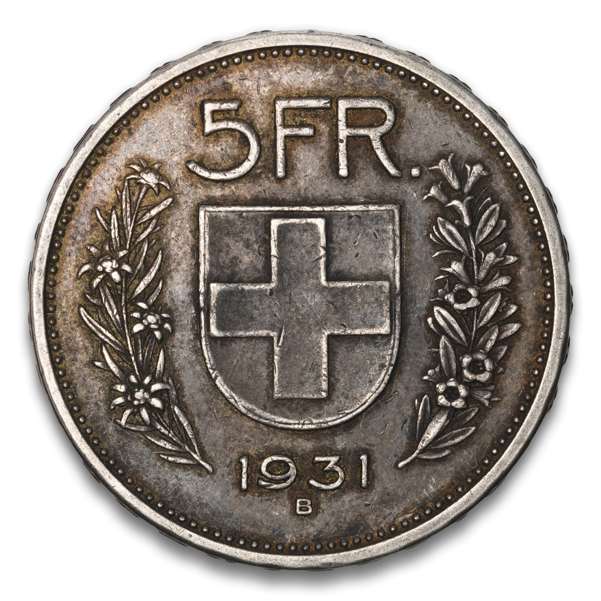 Switzerland Silver 5 Francs 1931 B