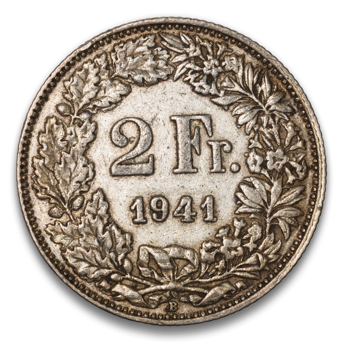 Switzerland Silver 2 Francs 1941 B