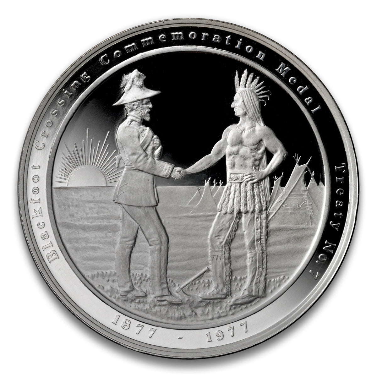 Blackfoot Crossing Commemorative Tready No 7 Silver medal 1877-1977