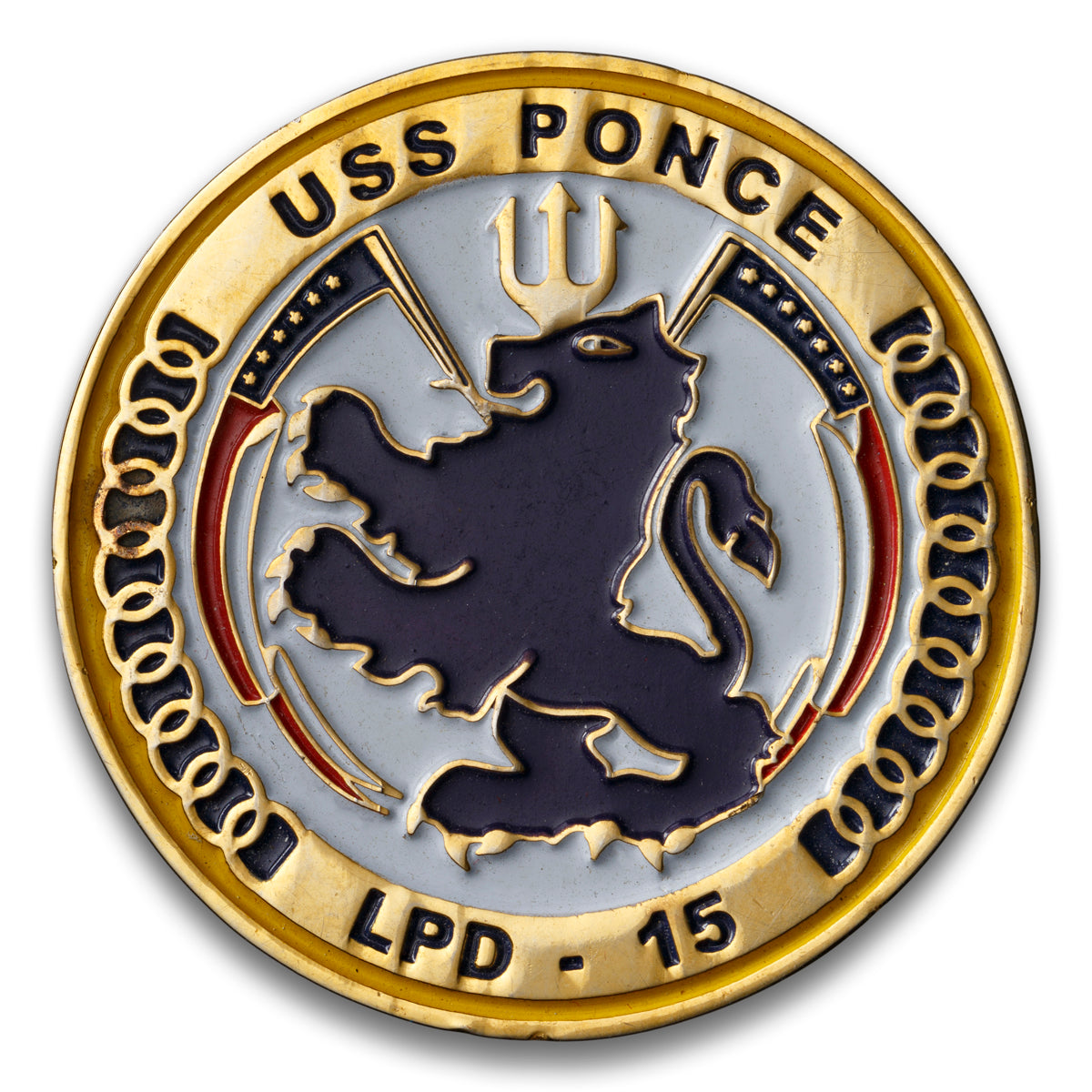 USS Ponce Dept of the Navy USA Base challenge coin