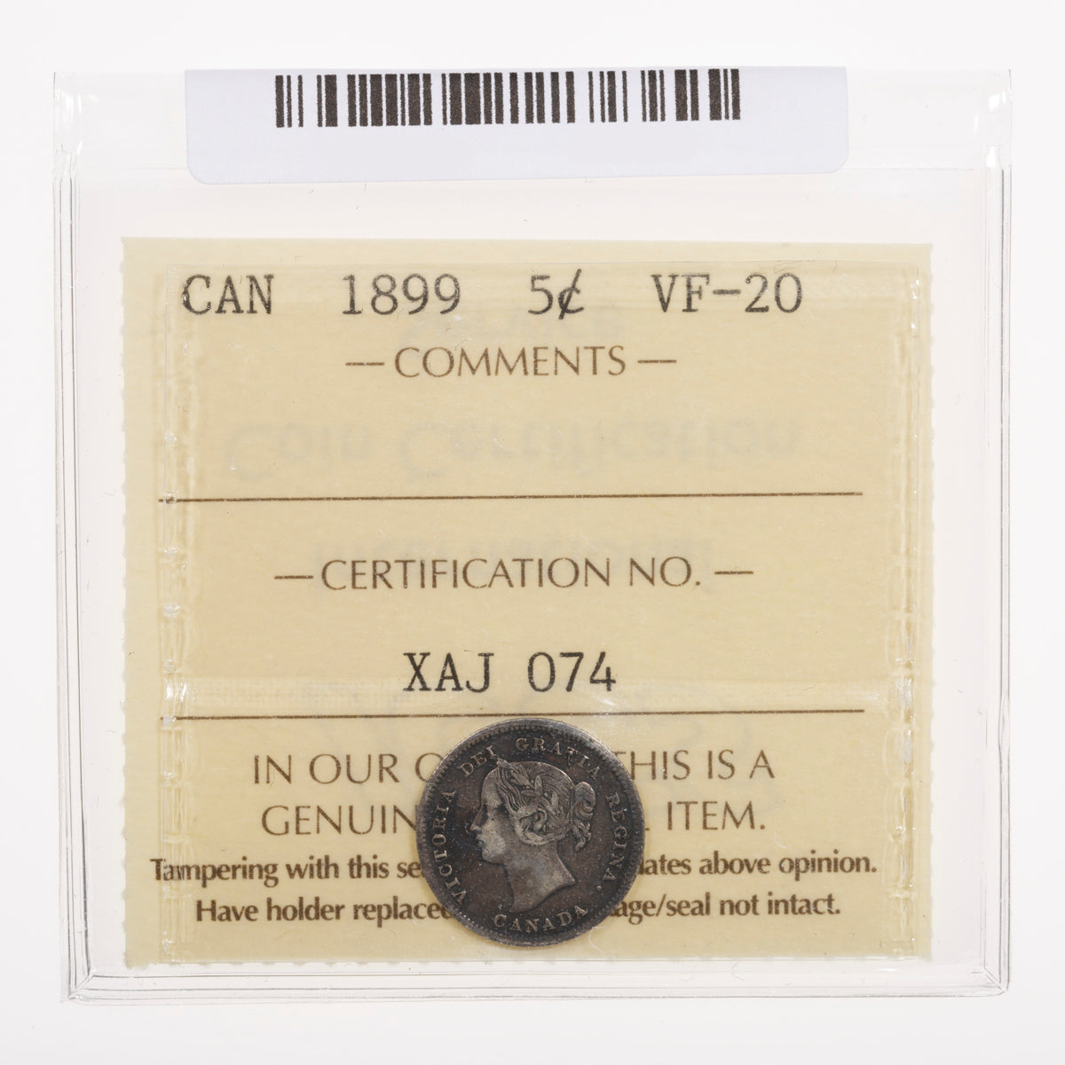 5 Cent 1899 ICCS VF-20