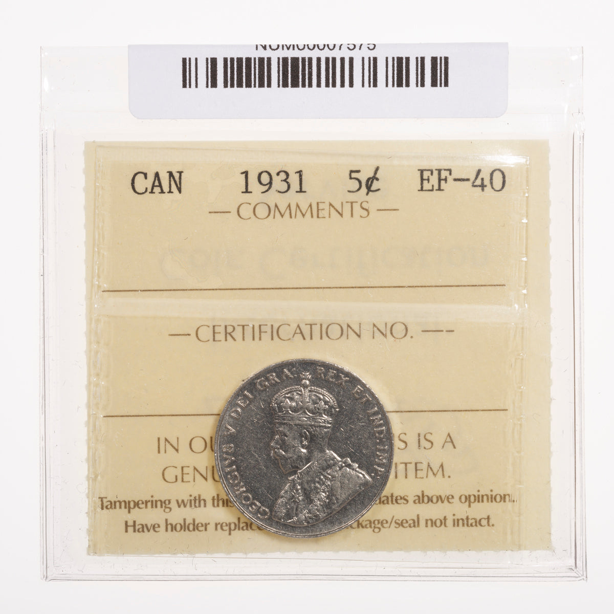 5 Cent 1931 ICCS EF-40