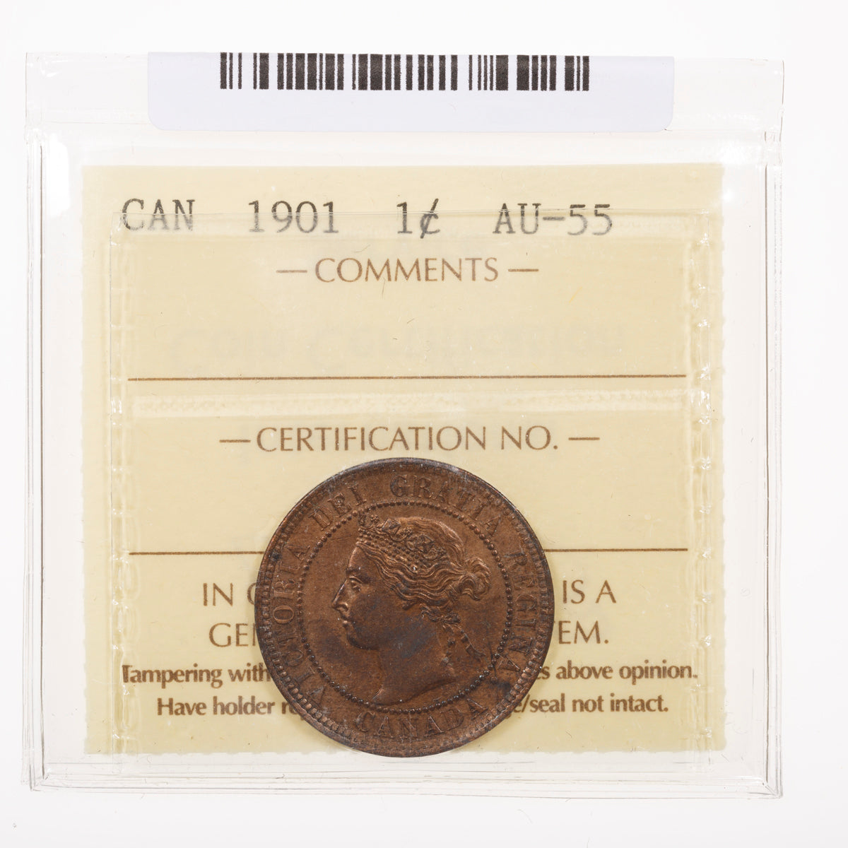 1 Cent 1901 ICCS AU-55