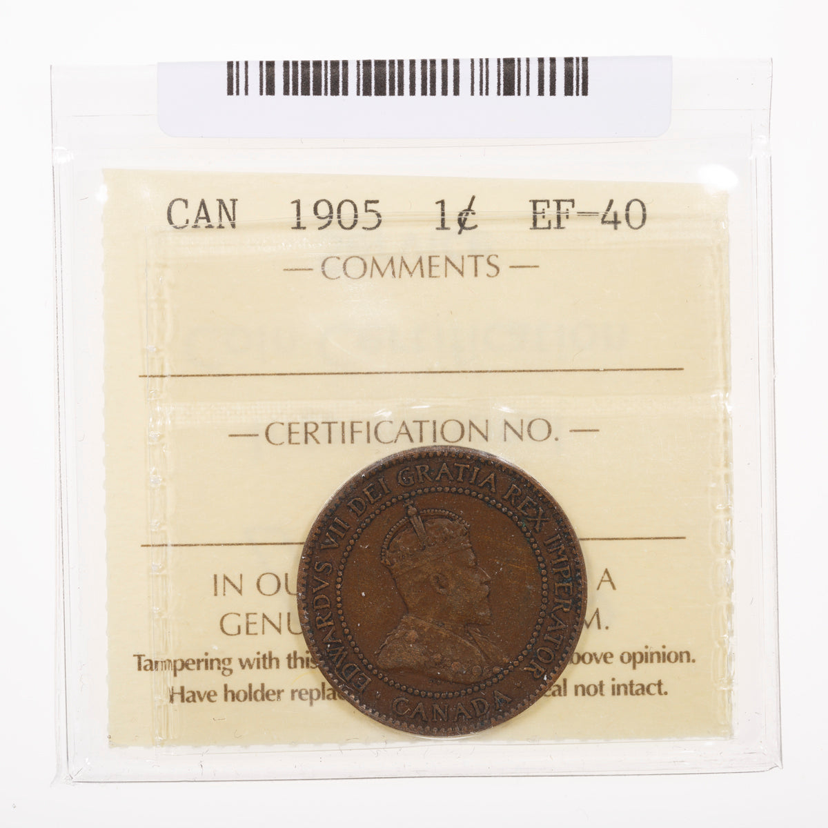 1 Cent 1905 ICCS EF-40