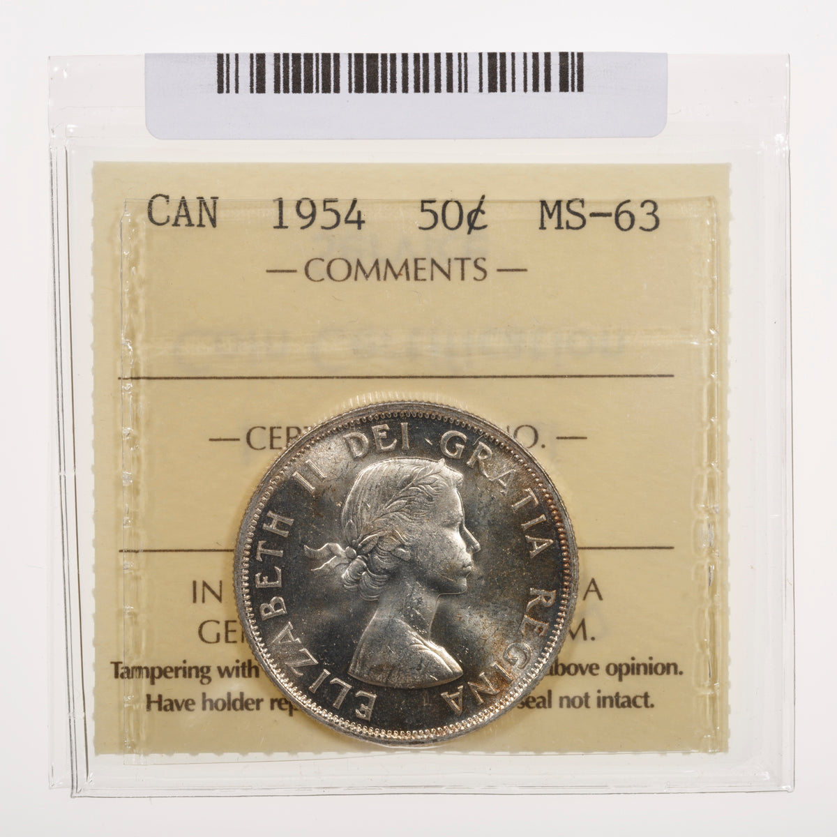 50 Cent 1954 ICCS MS-63