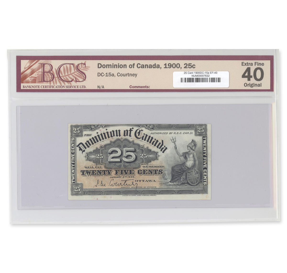 25 Cent 1900 DC-15a BCS EF-40