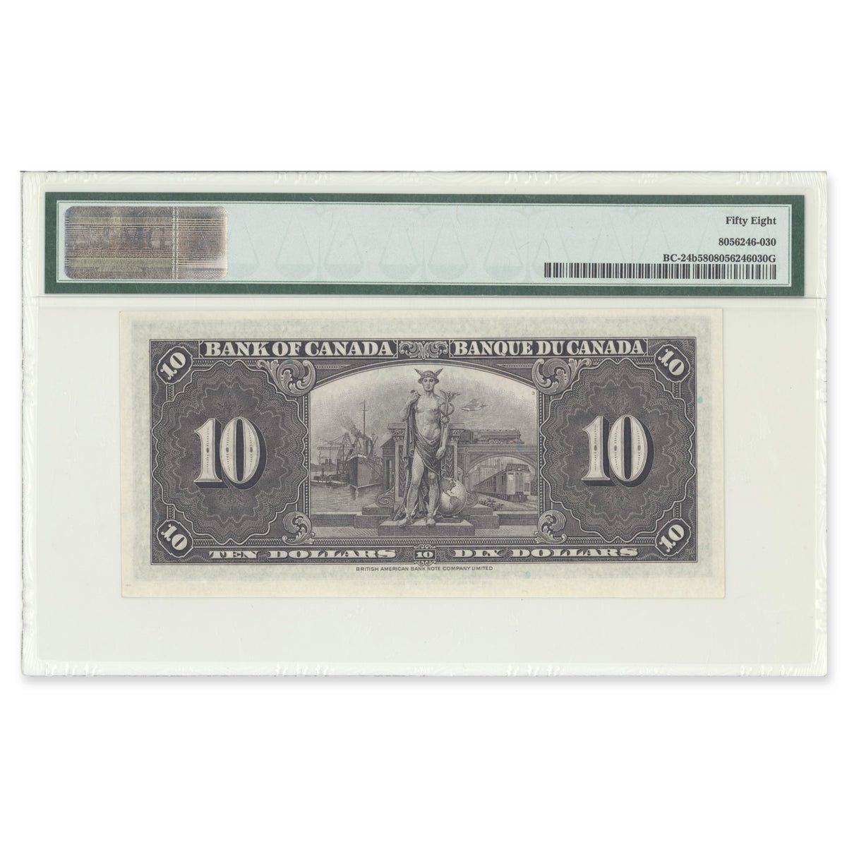 $10 1937 BC-24b Gordon-Towers Prefix E/D PMG AU-58