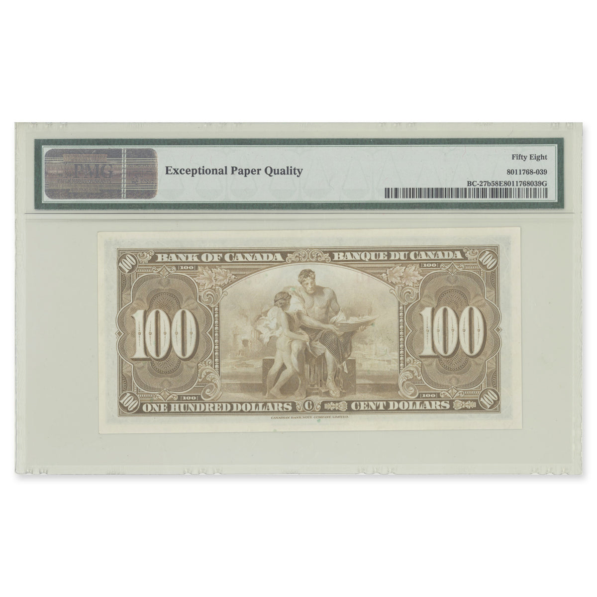 $100 1937 BC-27b Gordon-Towers Prefix B/J PMG AU-58