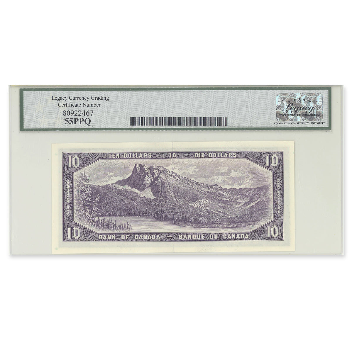 $10 1954 Modified Series BC-40b Beattie-Rasminsky Prefix B/V Legacy AU-55