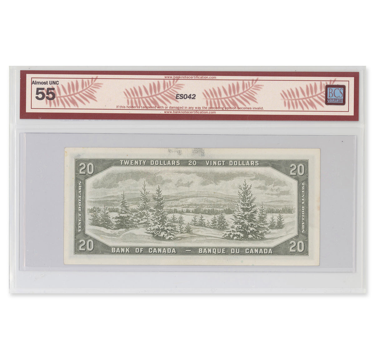 $20 1954 Modified Series BC-41b Beattie-Rasminsky Prefix R/E BCS AU-55