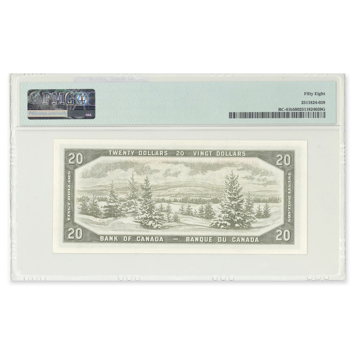 $20 1954 Modified Series BC-41b Beattie-Rasminsky Prefix G/W PMG AU-58