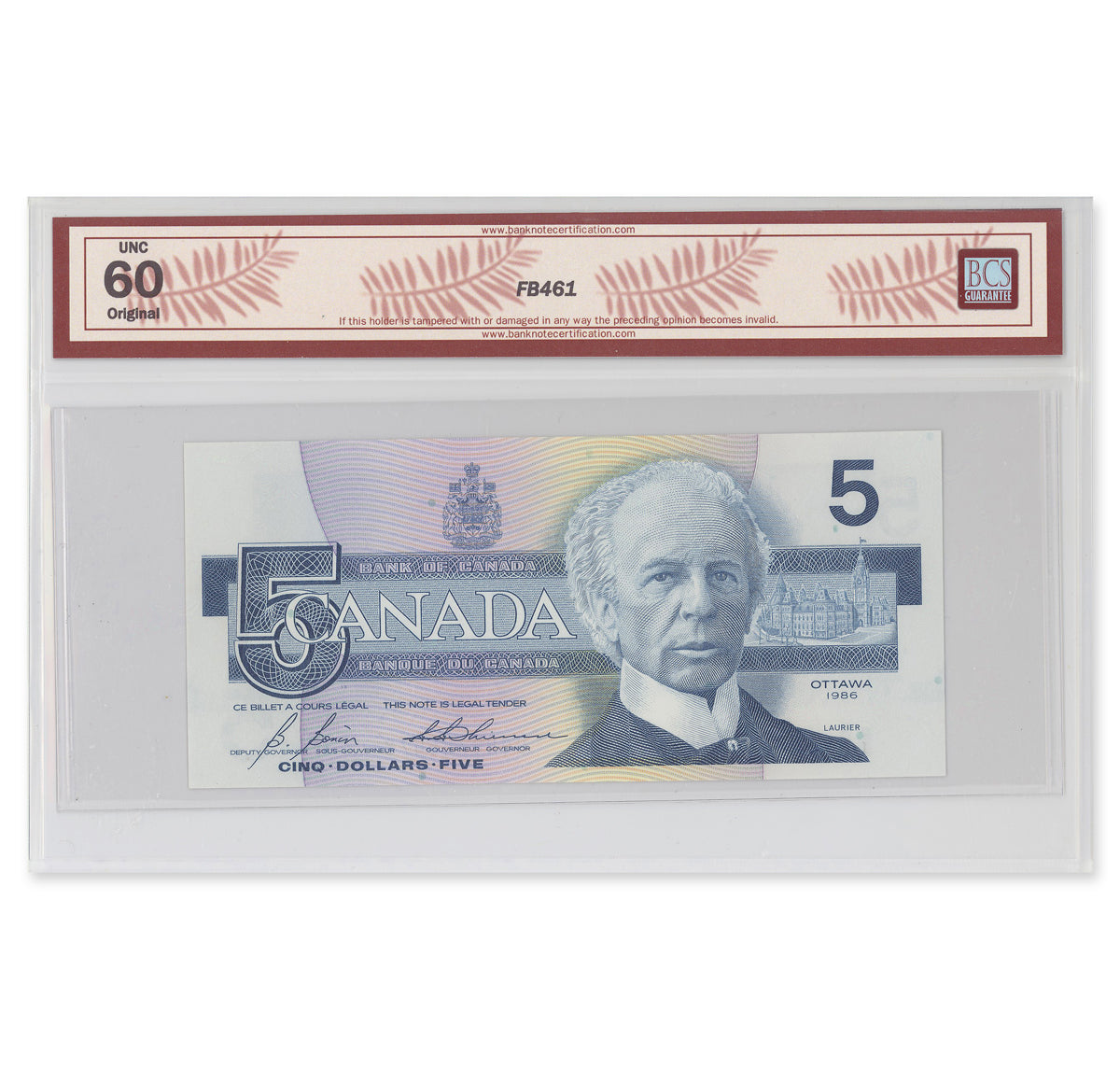 $5 1986 BC-56c-N1-iii Bonin-Thiessen Prefix GOR BCS UNC-60