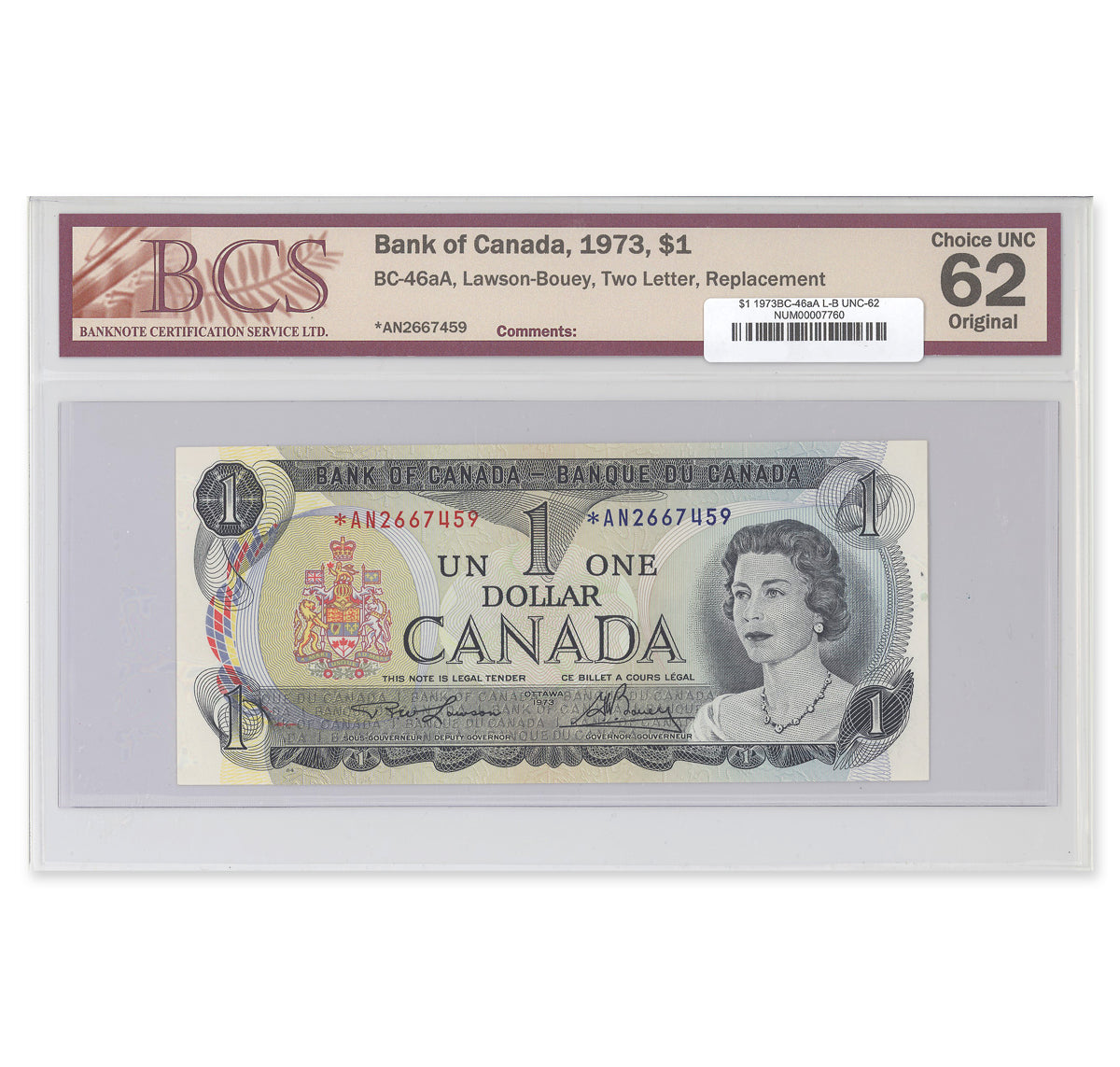 $1 1973 BC-46aA Lawson-Bouey Prefix *AN BCS UNC-62