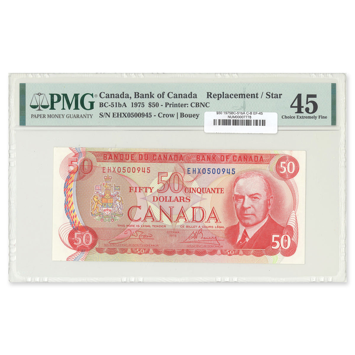 $50 1975 BC-51bA Crow-Bouey Prefix EHX PMG EF-45