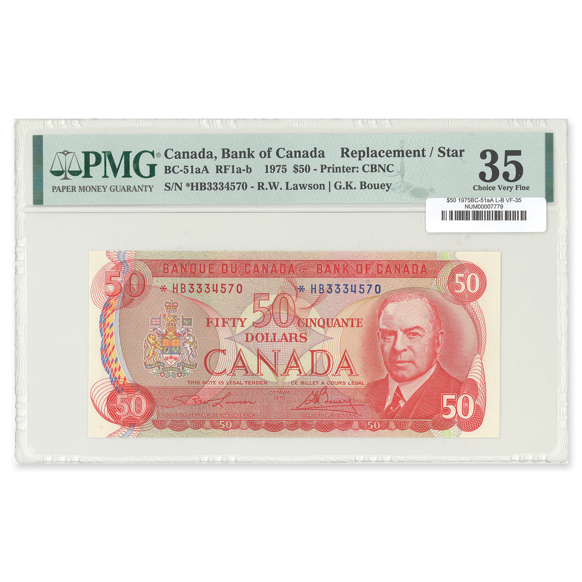 $50 1975 BC-51aA Lawson-Bouey Prefix *HB PMG VF-35
