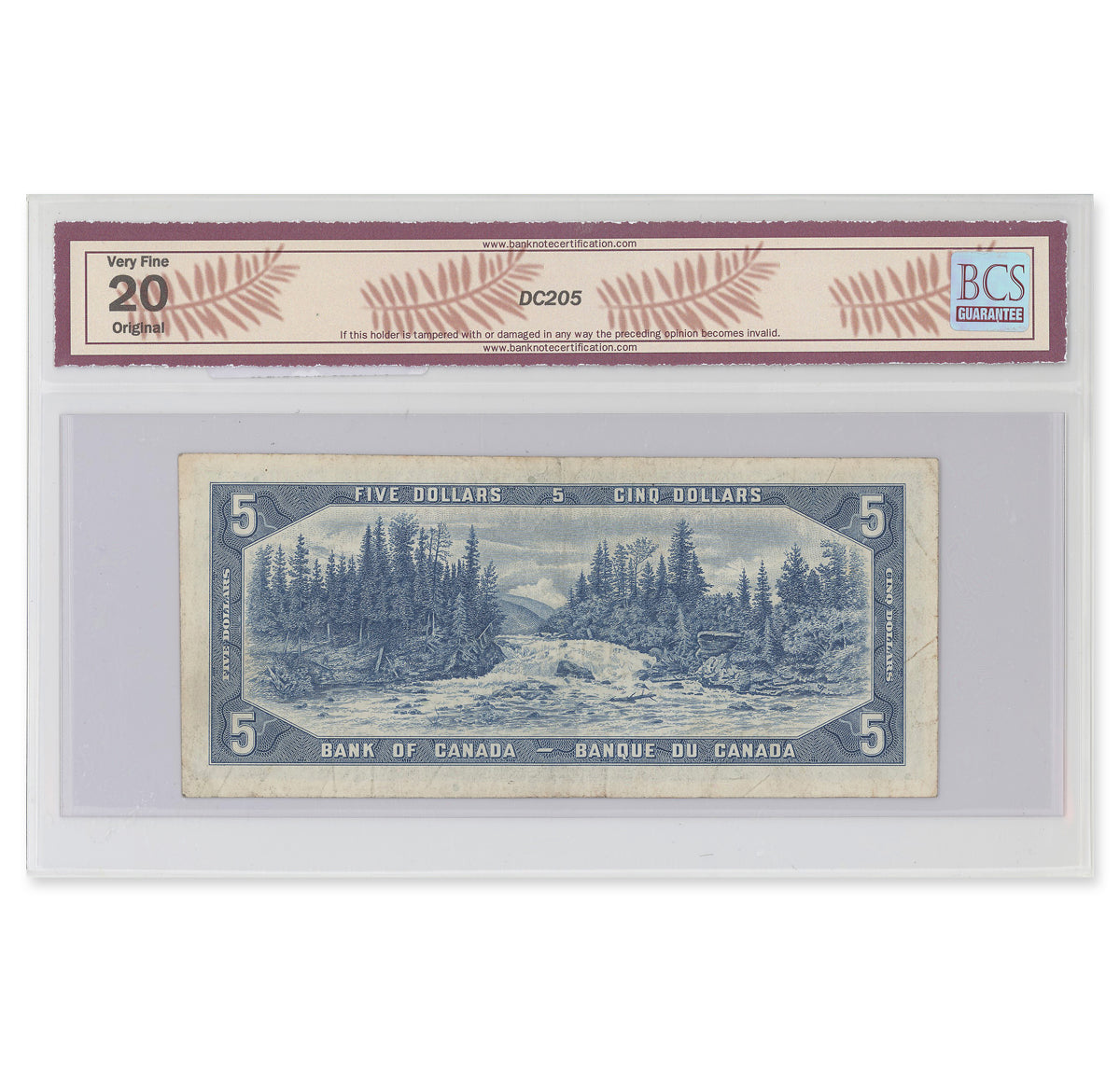 $5 1954 Modified Series BC-39bA Beattie-Rasminsky Prefix *V/S BCS VF-20