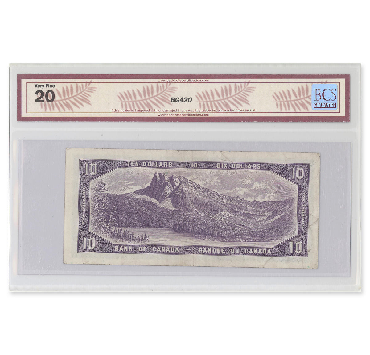 $10 1954 Modified Series BC-40bA Beattie-Rasminsky Prefix *A/D BCS VF-20