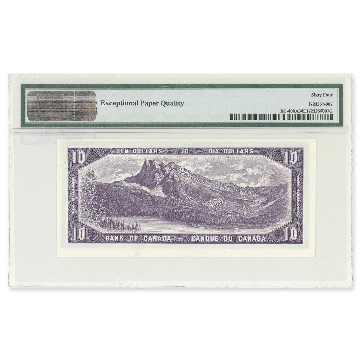 $10 1954 Modified Series BC-40bA Beattie-Rasminsky Prefix *B/D PMG CUNC-64