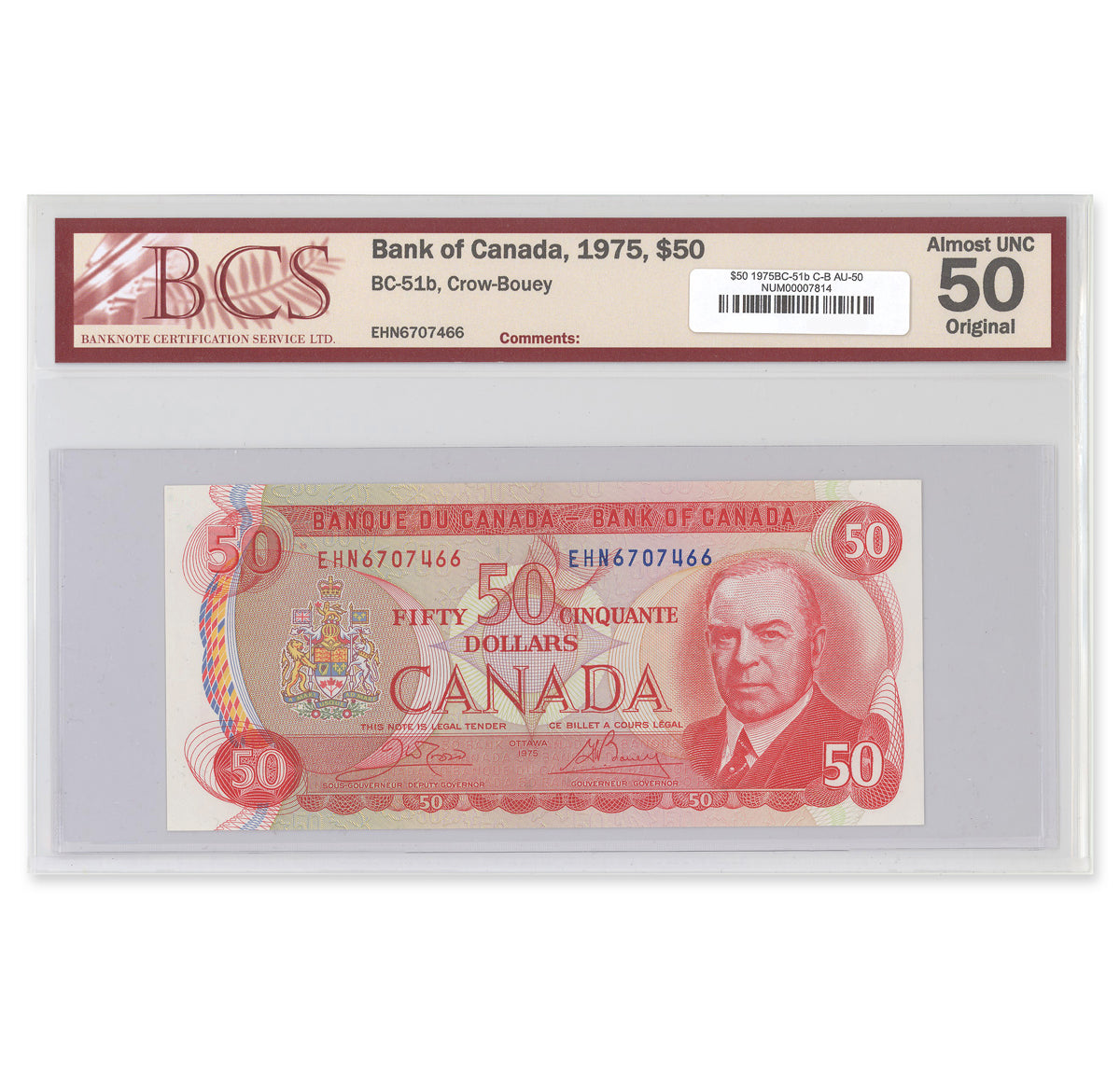 $50 1975 BC-51b Crow-Bouey Prefix EHN BCS AU-50