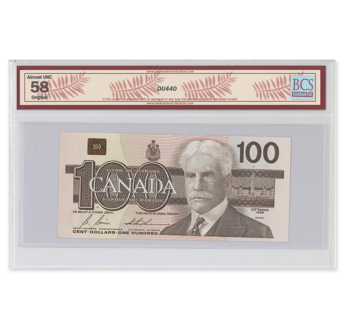 $100 1988 BC-60b Bonin-Thiessen Prefix BJI BCS AU-58