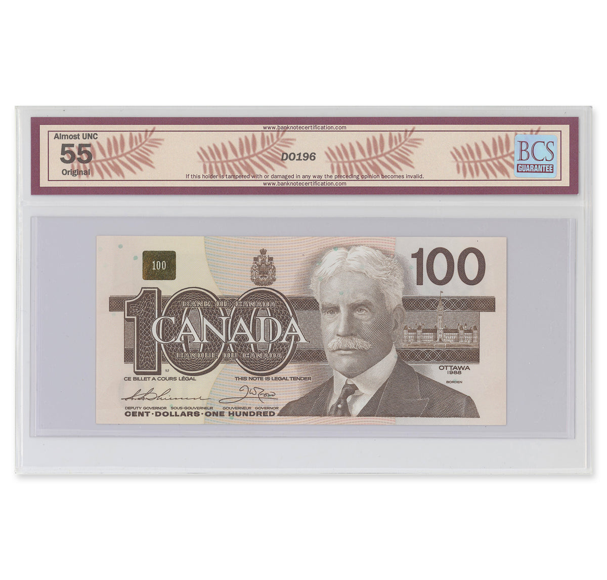 $100 1988 BC-60a-i Thiessen-Crow Prefix BJC BCS AU-55